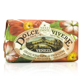 Dolce Vivere Fine Natural Soap - Venezia - Red Geranium, Rice Cloud & Cotton Flower