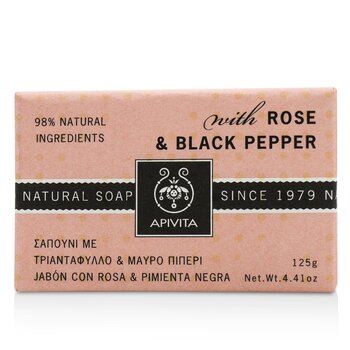 Apivita Natural Soap With Rose & Black Pepper