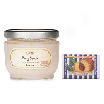 Sabon Sabon Body Scrub - Rose Tea & Nesti Dante Le Deliziose Natural Soap - Peach